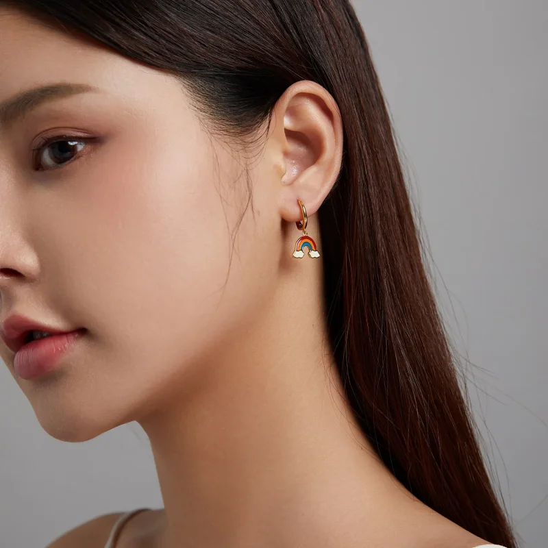 (slika za) Pop mavrični obročasti uhani v stilu Pandora - SCE1238 - Ogled 3