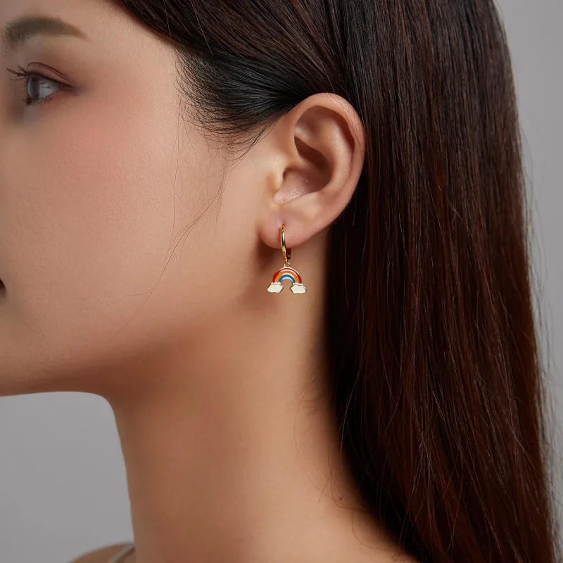 (slika za) Pop mavrični obročasti uhani v stilu Pandora - SCE1238 - Ogled 4