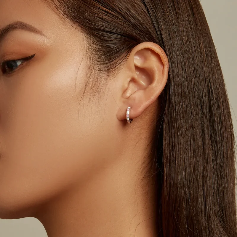 (slika za) Preprosti mrežasti obročasti uhani v slogu Pandora - SCE1372 - Ogled 5