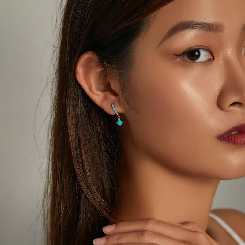 (slika za) Turkizni obročasti uhani v slogu Pandora - SCE1307 - Ogled 7