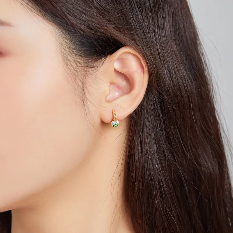 (slika za) Uhani z obroči v obliki mavrične krogle Pandora - SCE1100 - Ogled 2