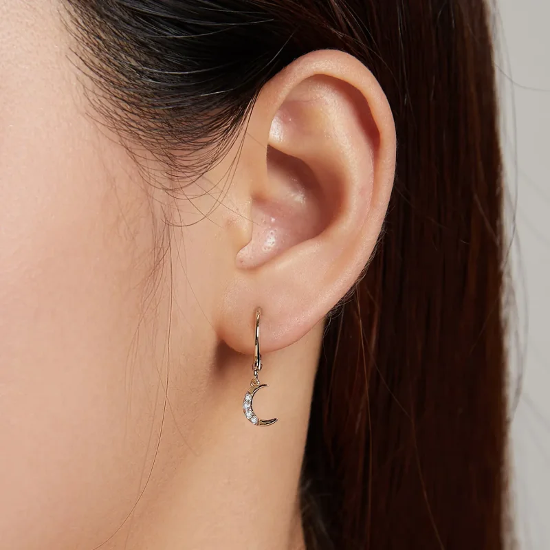 (slika za) Zlati lunasti uhani v slogu Pandora - SCE1267 - Ogled 6