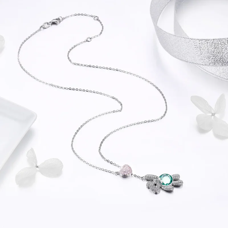 (slika za) Ogrlica s srebrnim srčkanim medvedom v stilu Pandora - SCN271 - Ogled 4