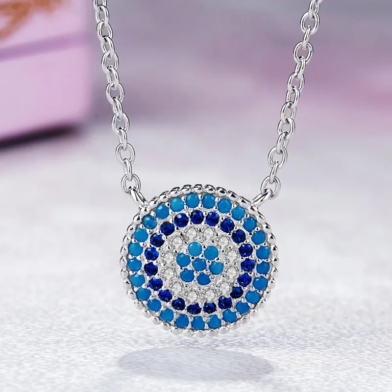 (slika za) Ogrlica s srebrno modrim krogom v stilu Pandora - SCN099 - Ogled 5