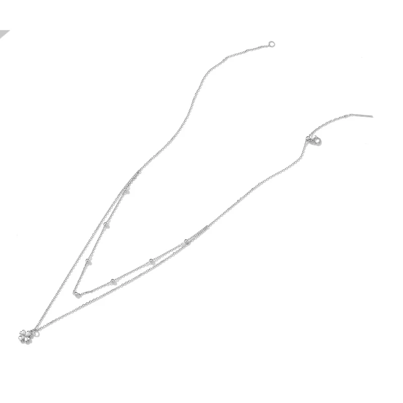 (slika za) Ogrlica z dvojno deteljico v stilu Pandora - SCN481 - Ogled 5