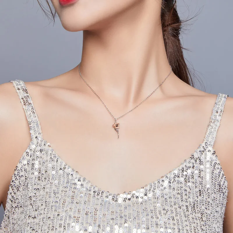 (slika za) Ogrlica z gracioznimi vrtnicami v stilu Pandora - BSN190 - Ogled 7