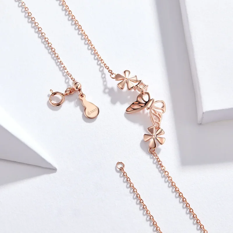 (slika za) Ogrlica z obeskom iz rožnatega zlata v stilu Pandora - BSN053 - Ogled 5