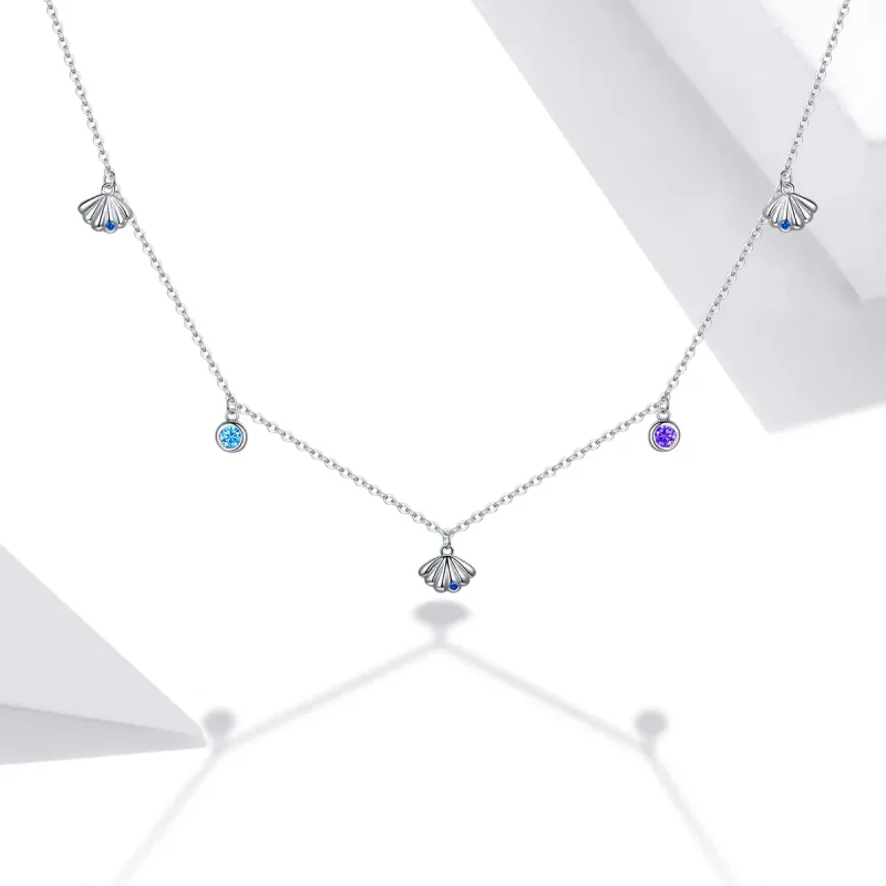 (slika za) Ogrlica z obeskom iz srebrne školjke v stilu Pandora - SCN454 - Ogled 5