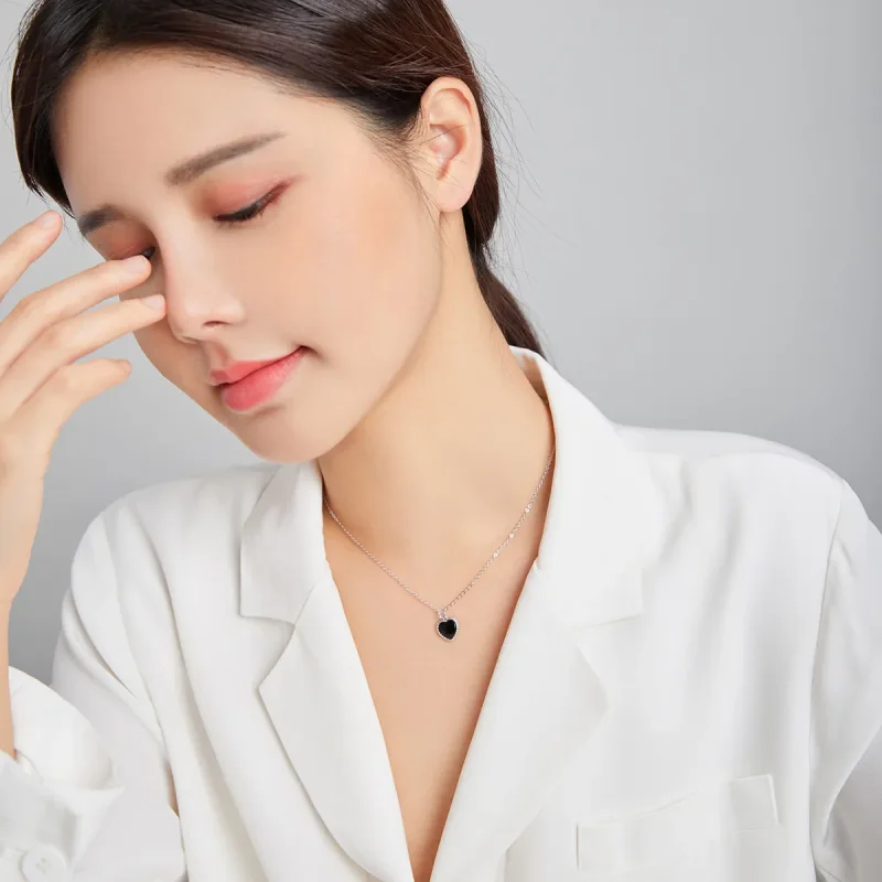 (slika za) Ogrlica z obeskom iz srebrnega ahata v slogu Pandora - SCN443 - Ogled 7