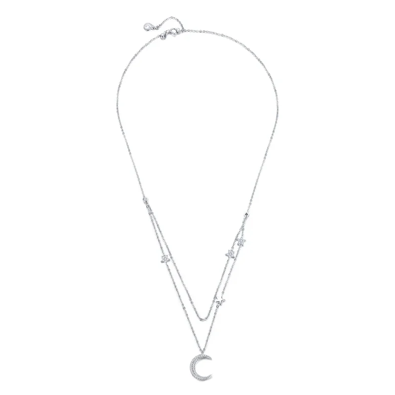 (slika za) Ogrlica z obeskom v slogu Pandora Srebrna luna in zvezde - BSN038 - Slika izdelka