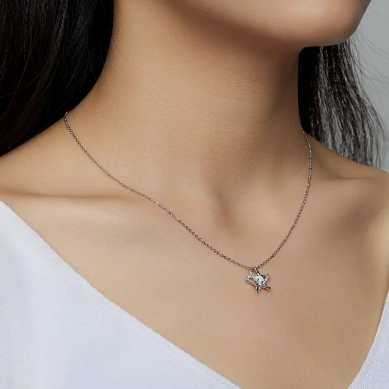 (slika za) Ogrlica z opalno zvezdo v stilu Pandora - SCN473 - Ogled 6