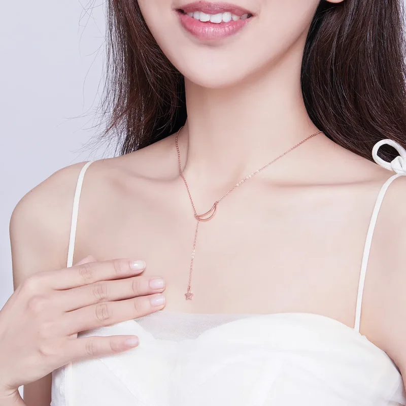 (slika za) Ogrlica z verižico iz rožnatega zlata v stilu Pandora - SCN108-C - Ogled 5