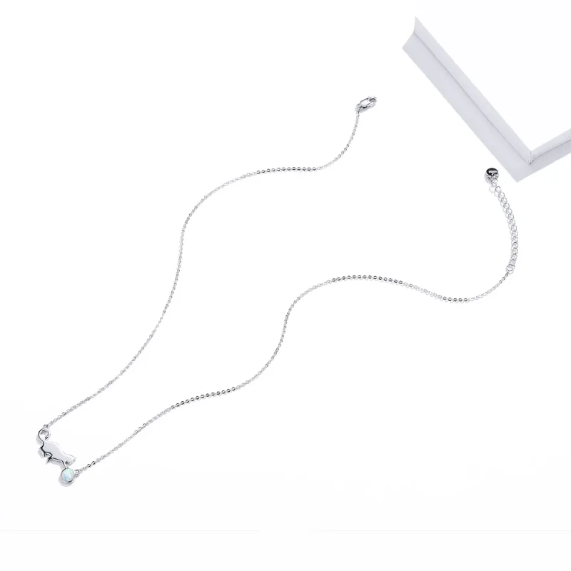 (slika za) Opalna mačja ogrlica v slogu Pandora - SCN395 - Ogled 4