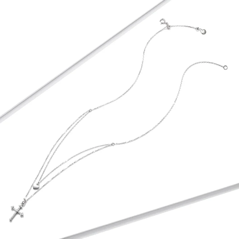 (slika za) Pandora Style Love Cross ogrlica - BSN197 - Ogled 4