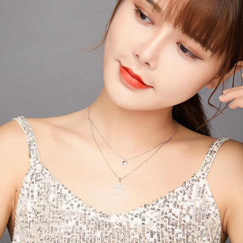 (slika za) Pandora Style Love Cross ogrlica - BSN197 - Ogled 9