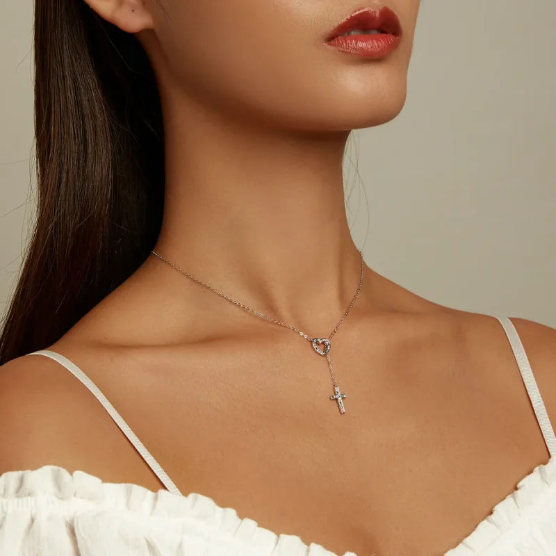 (slika za) Pandora Style Love Cross ogrlica - BSN244 - Ogled 9