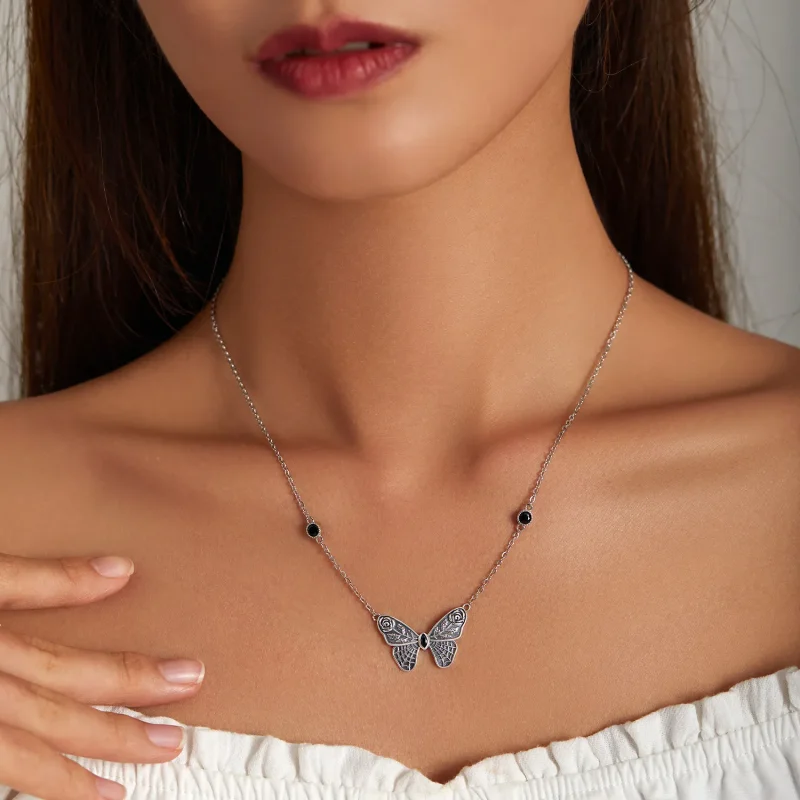 (slika za) Retro ogrlica z metulji v slogu Pandora - BSN235 - Ogled 7