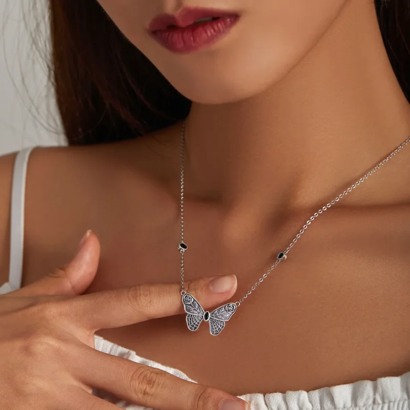 (slika za) Retro ogrlica z metulji v slogu Pandora - BSN235 - Ogled 8