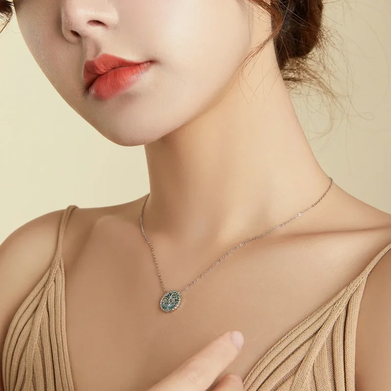 (slika za) Srebrna barvita ogrlica z obeskom v slogu Pandora - SCN433 - Ogled 7