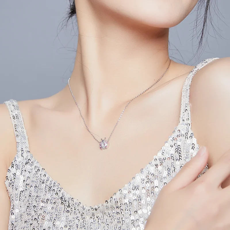 (slika za) Srebrna bleščeča ogrlica s pikapolonico v stilu Pandora - SCN400 - Ogled 7