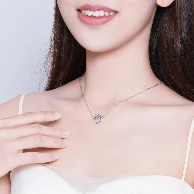 (slika za) Srebrna ljubka ogrlica s samorogom v stilu Pandora - SCN348 - Ogled 7