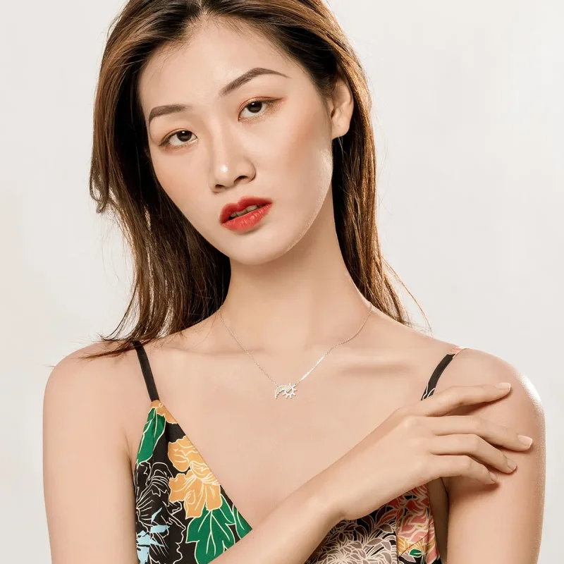 (slika za) Srebrna mavrična ogrlica v stilu Pandora - SCN366 - Ogled 8