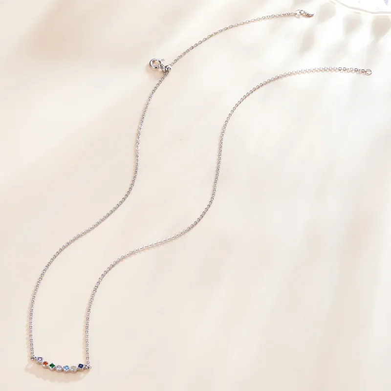 (slika za) Srebrna mavrična ogrlica z obeskom v stilu Pandora - SCN451 - Ogled 2