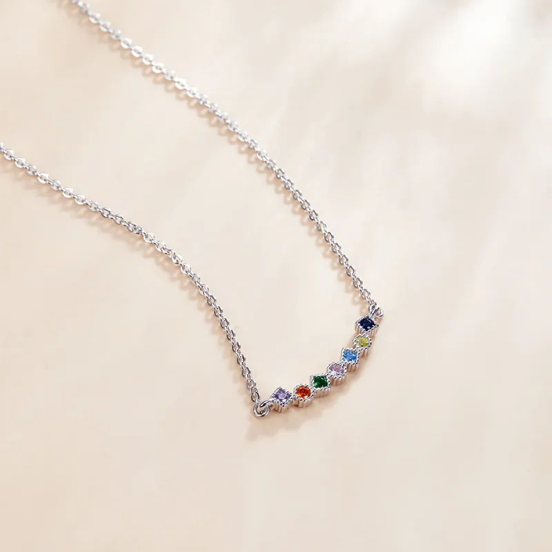 (slika za) Srebrna mavrična ogrlica z obeskom v stilu Pandora - SCN451 - Ogled 3