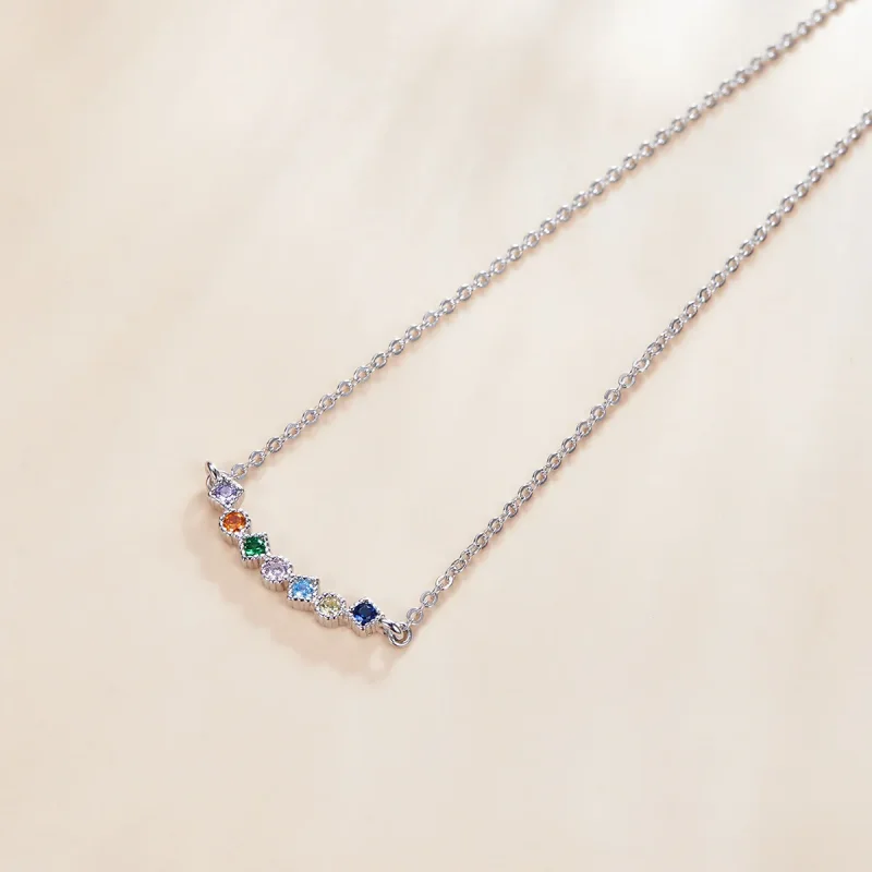 (slika za) Srebrna mavrična ogrlica z obeskom v stilu Pandora - SCN451 - Ogled 4