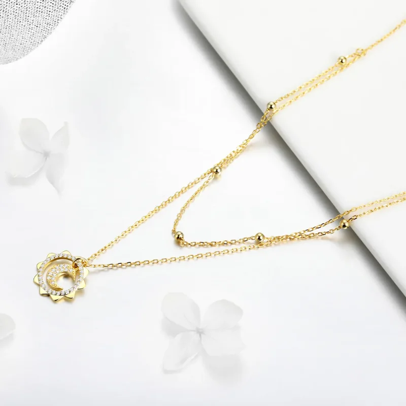 (slika za) Srebrna ogrlica s soncem in luno v stilu Pandora - SCN305 - Ogled 2