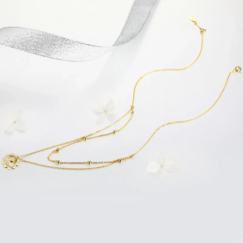 (slika za) Srebrna ogrlica s soncem in luno v stilu Pandora - SCN305 - Ogled 4