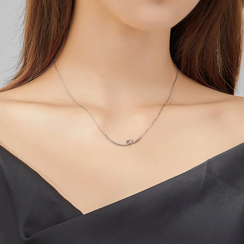 (slika za) Srebrna ogrlica s srečnim nasmehom v stilu Pandora - SCN381 - Ogled 6