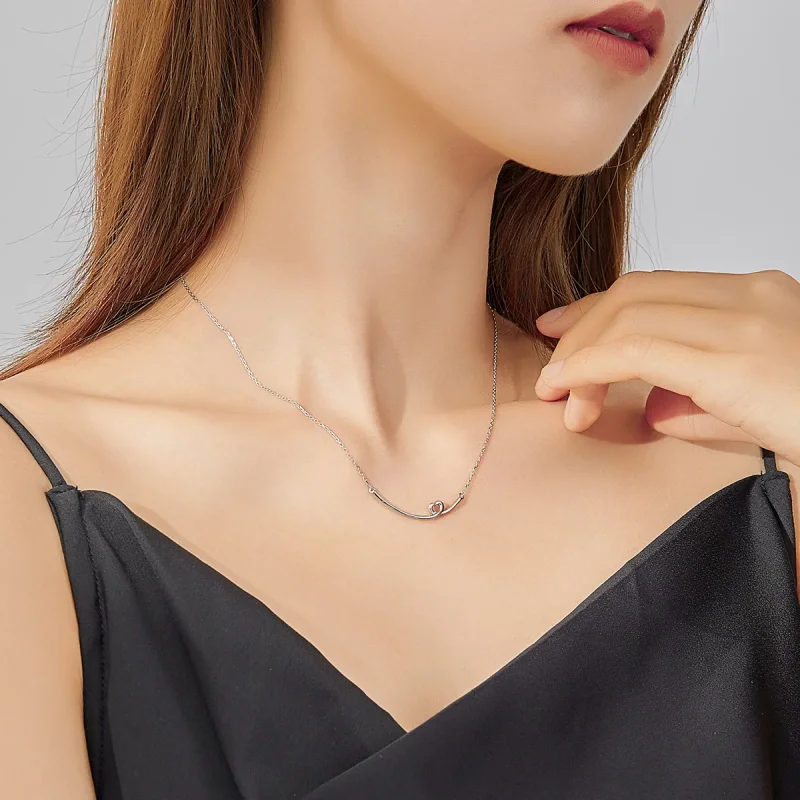 (slika za) Srebrna ogrlica s srečnim nasmehom v stilu Pandora - SCN381 - Ogled 7