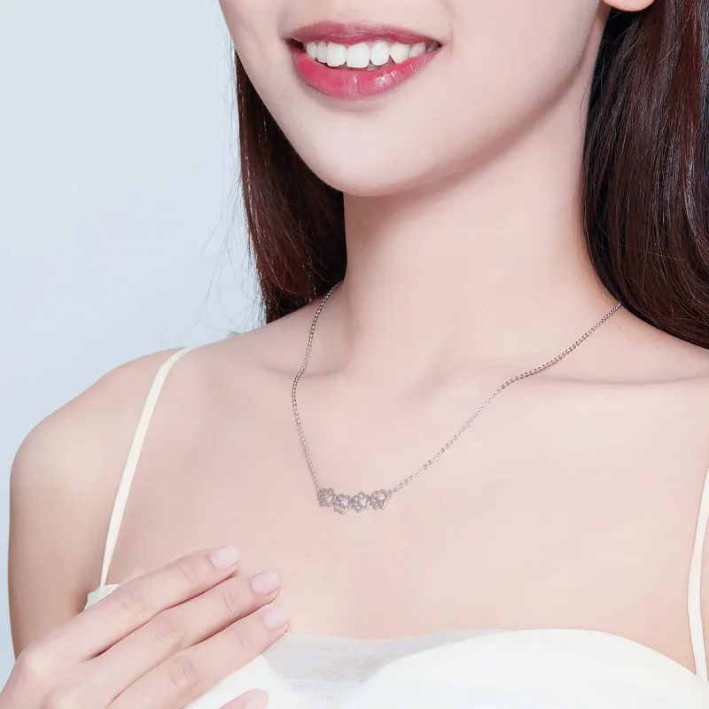 (slika za) Srebrna ogrlica s srčkanimi tačkami v stilu Pandora - SCN346 - Ogled 7