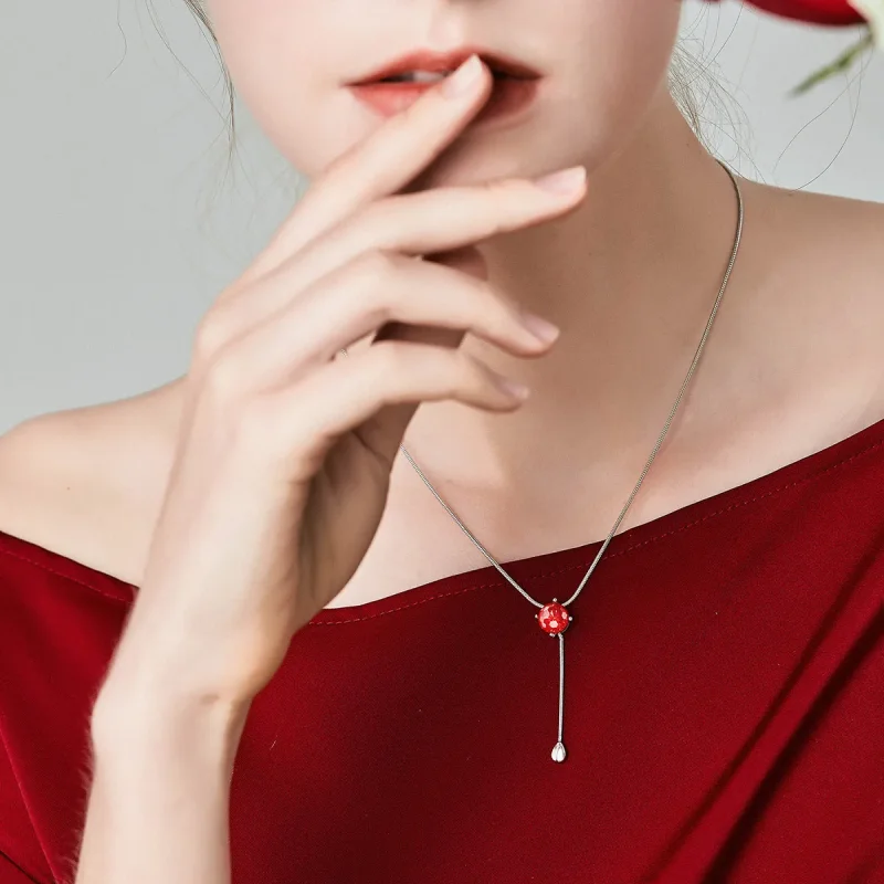 (slika za) Srebrna ogrlica v slogu Pandora Tears of Love - SCN182 - Ogled 2