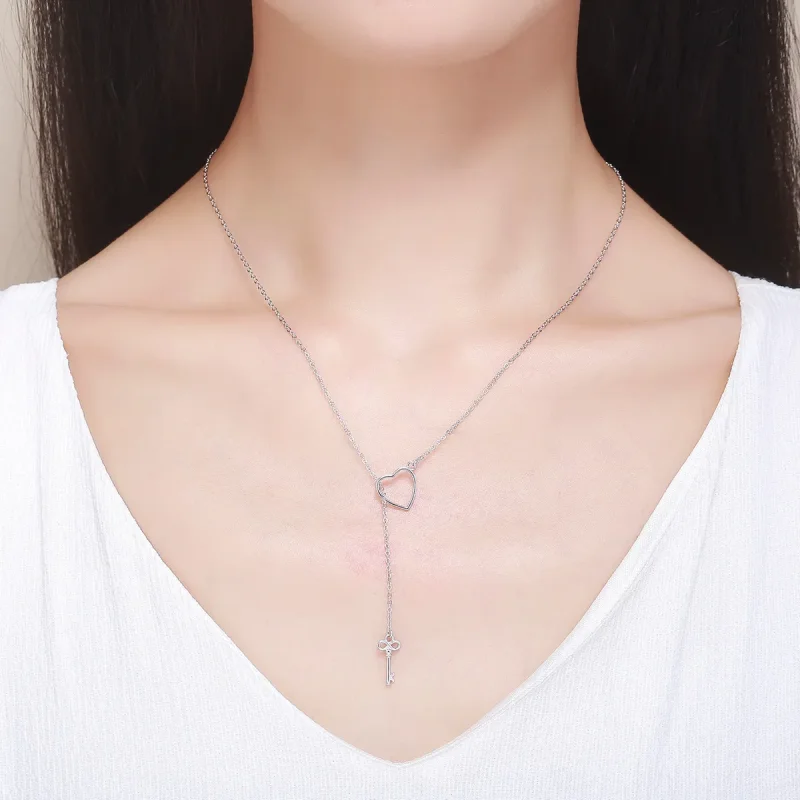 (slika za) Srebrna ogrlica v stilu Pandora Open Your Heart - SCN107 - Ogled 8