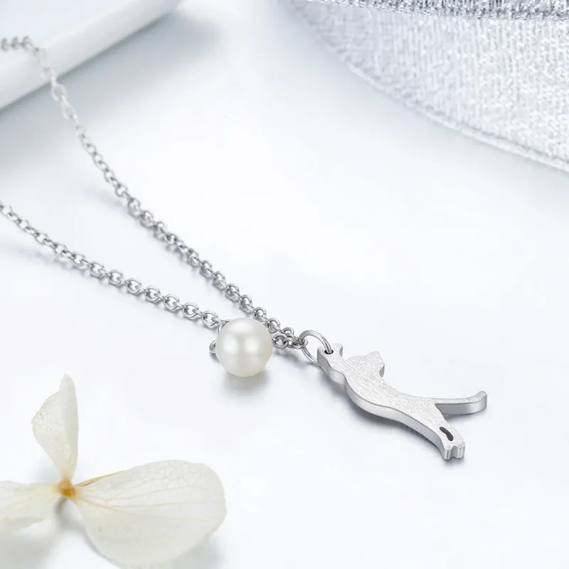 (slika za) Srebrna ogrlica z igrivim muckom v stilu Pandora - SCN175 - Ogled 7