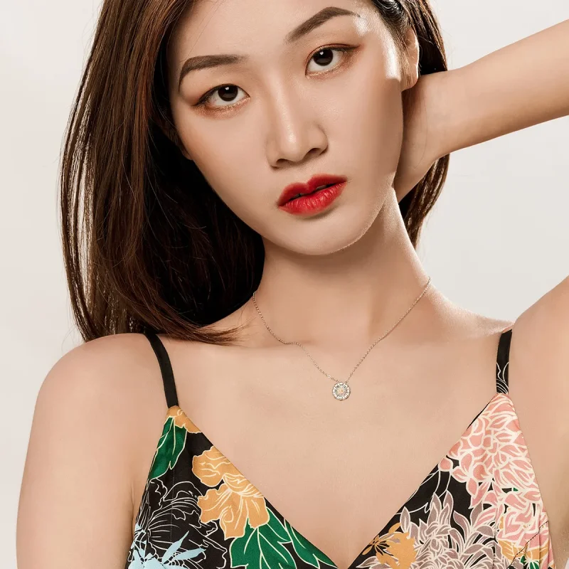 (slika za) Srebrna ogrlica z marjeticami v stilu Pandora - SCN370 - Ogled 8