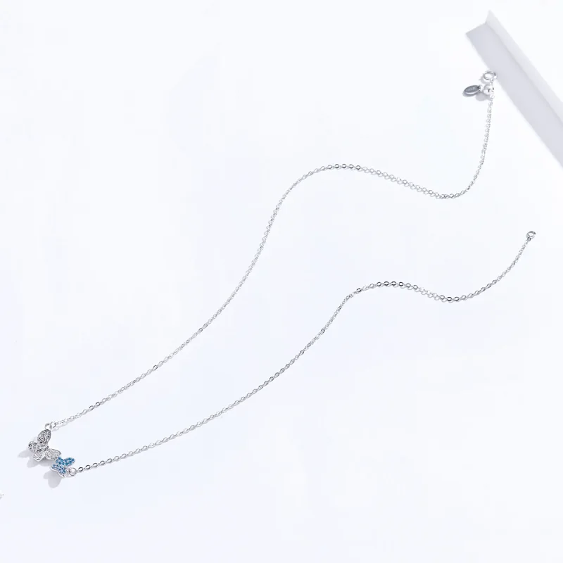 (slika za) Srebrna ogrlica z metulji v stilu Pandora - SCN384 - Ogled 4