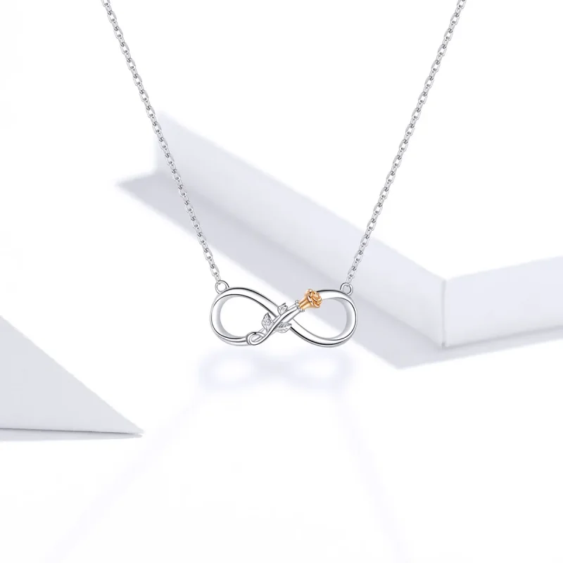 (slika za) Srebrna ogrlica z neskončno ljubeznijo v stilu Pandora - SCN371 - Ogled 5