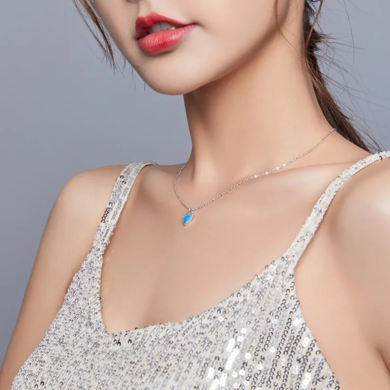 (slika za) Srebrna ogrlica z obeskom v obliki srca Pandora - SCN413 - Ogled 6