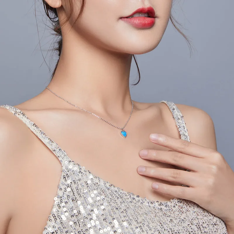 (slika za) Srebrna ogrlica z obeskom v obliki srca Pandora - SCN413 - Ogled 7