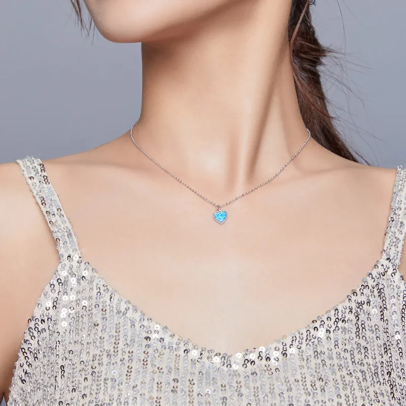 (slika za) Srebrna ogrlica z obeskom v obliki srca Pandora - SCN413 - Ogled 8