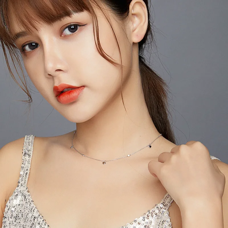 (slika za) Srebrna ogrlica z obeskom v obliki srca Pandora - SCN417 - Ogled 6