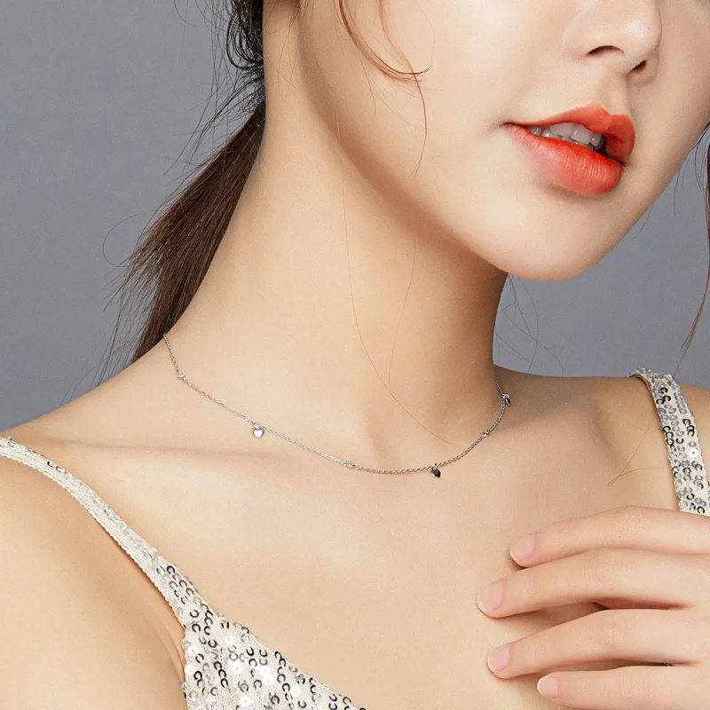 (slika za) Srebrna ogrlica z obeskom v obliki srca Pandora - SCN417 - Ogled 7