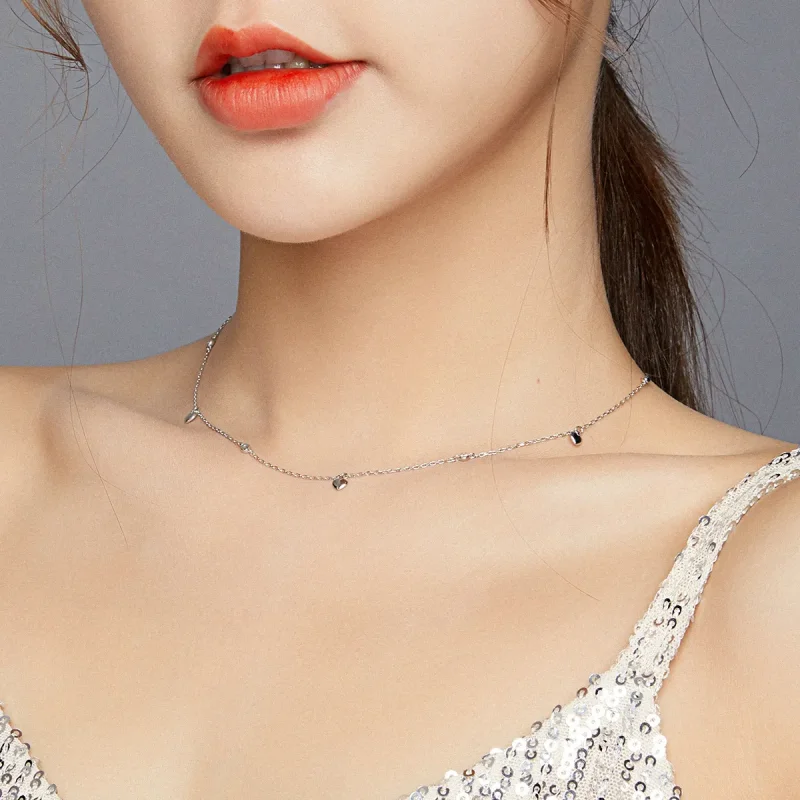 (slika za) Srebrna ogrlica z obeskom v obliki srca Pandora - SCN417 - Ogled 8