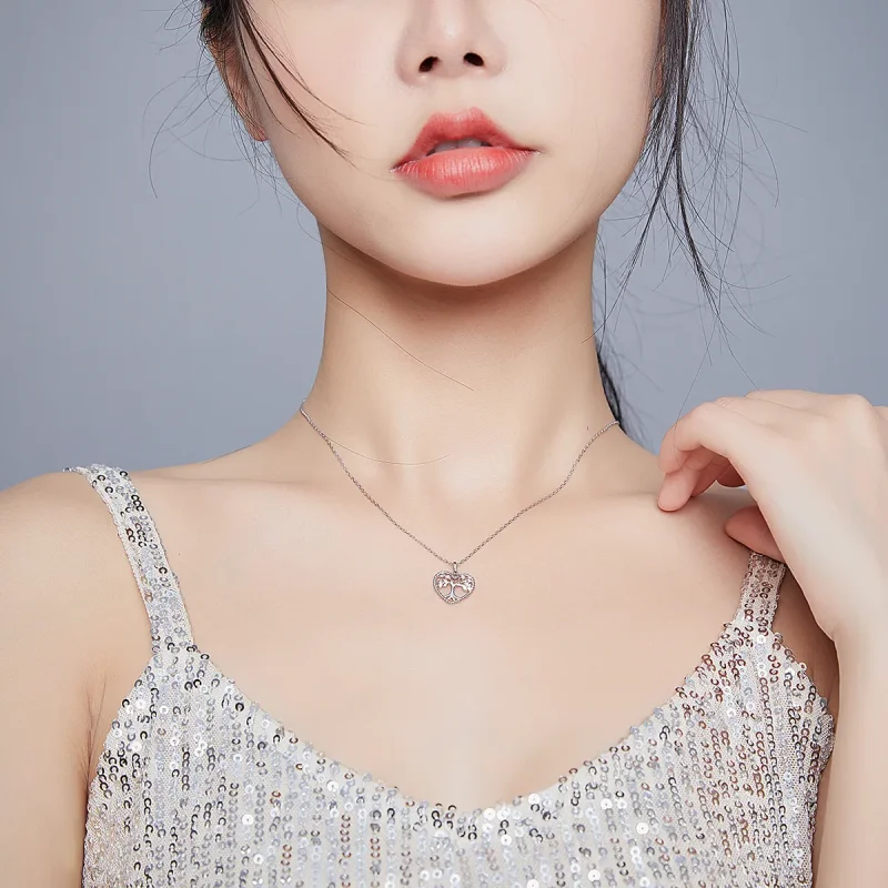 (slika za) Srebrna ogrlica z obeskom v slogu Pandora Drevo življenja - BSN176 - Ogled 9