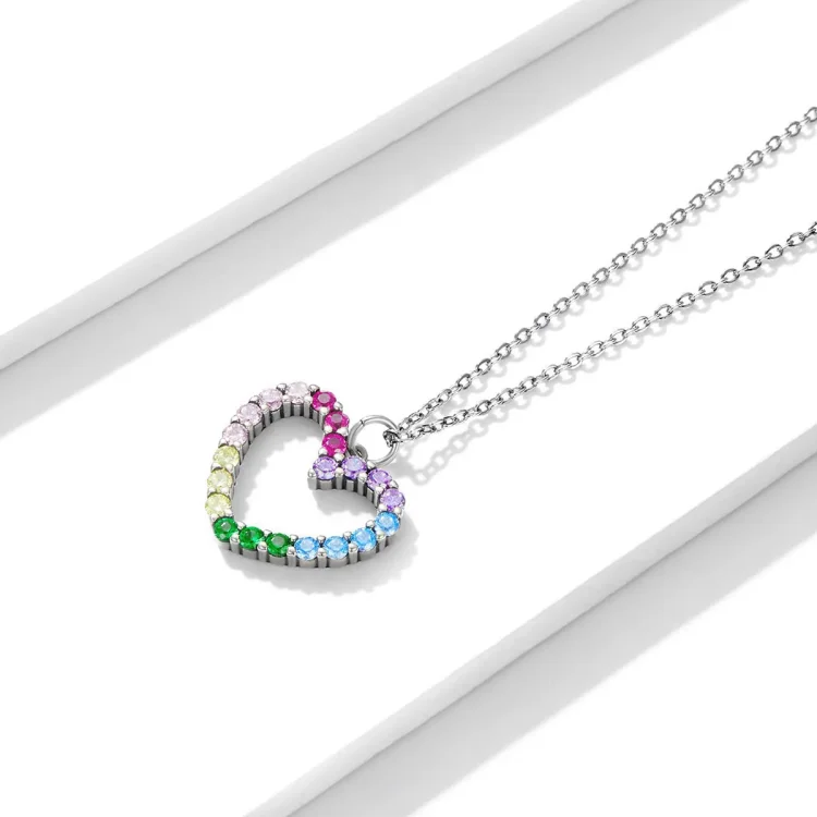 Srebrna ogrlica z obeskom v slogu Pandora Love of Rainbow - SCN449