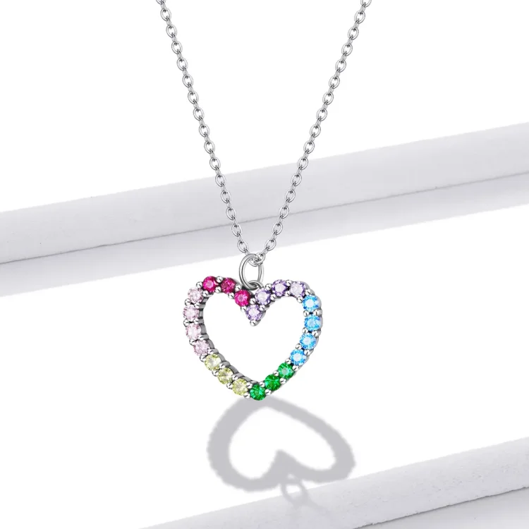 Srebrna ogrlica z obeskom v slogu Pandora Love of Rainbow - SCN449