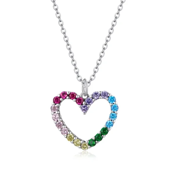 (slika za) Srebrna ogrlica z obeskom v slogu Pandora Love of Rainbow - SCN449